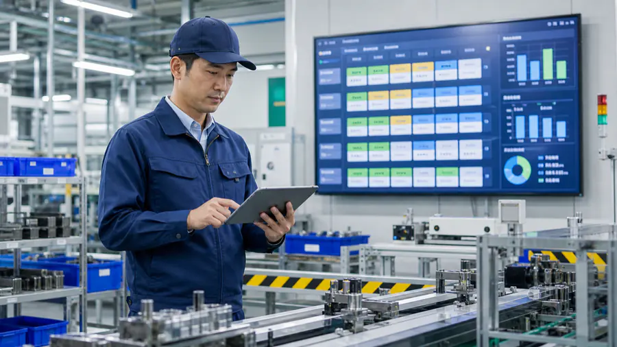 製造業の担当者が進捗ダッシュボードを確認している様子