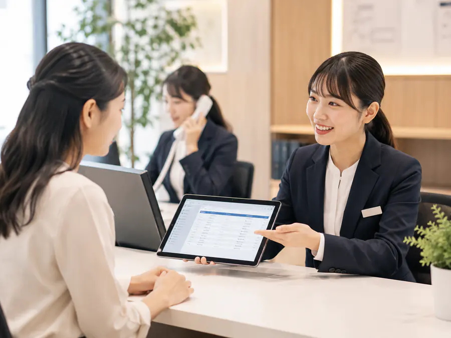 顧客対応履歴を確認するサービス担当者