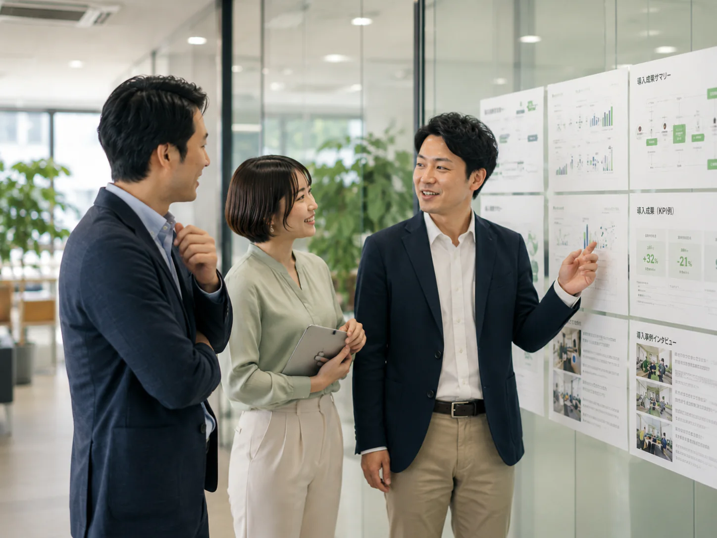 改善事例についてチームで議論している様子